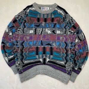 VTG Michael Gerald MGL Knit Pullover Sweater Coogi Style 80s/90s Crewneck Sz L